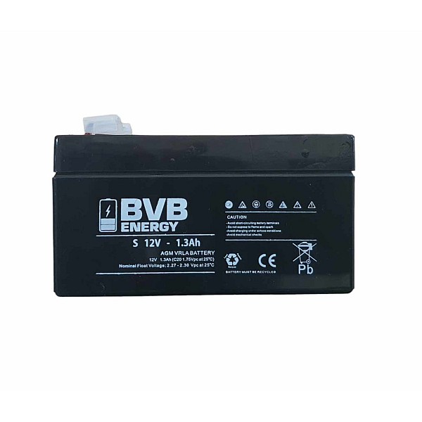 BVB ENERGY VRLA AGM 1.3Ah Επαναφορτιζόμενη μπαταρία μολύβδου κλειστού τύπου 12V SPA12-1.3 για ups, συναγερμούς κ.α